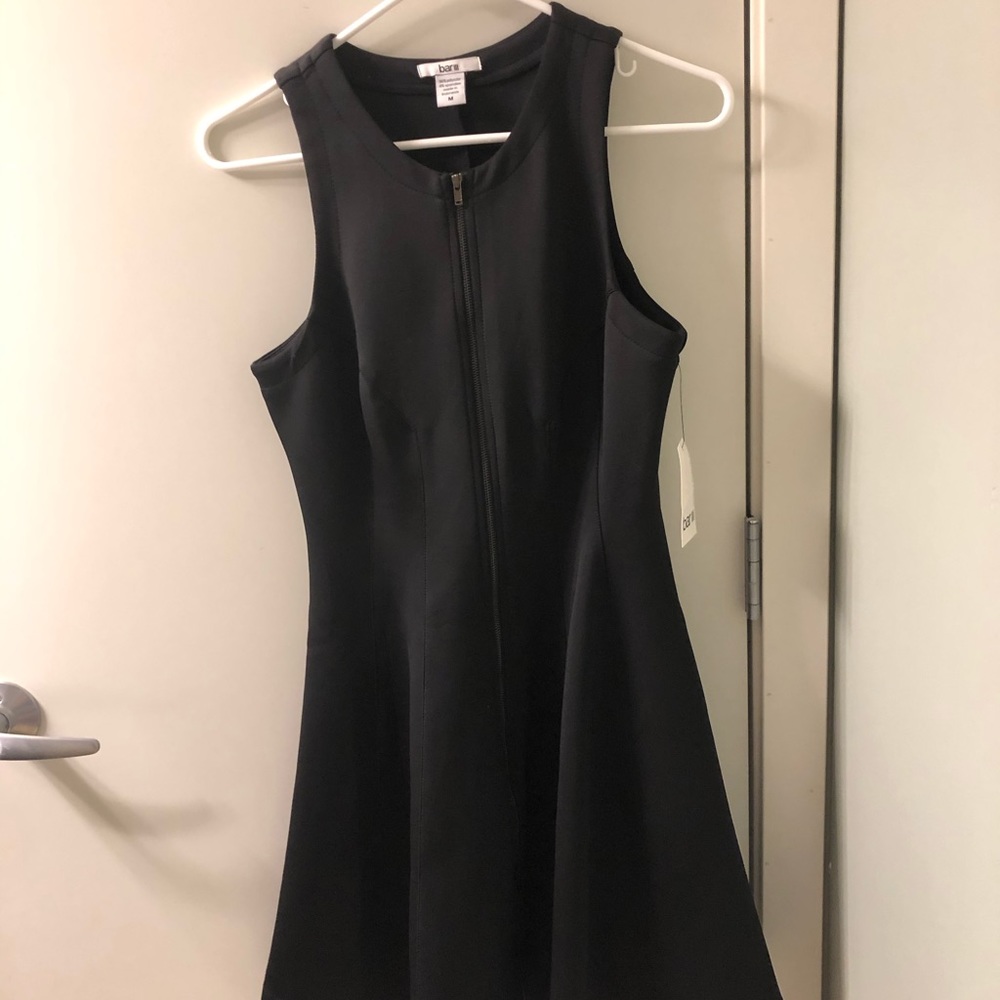 Black front zip dress